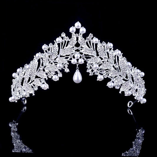 "May" - Pearl and Cubic Zirconia Bridal Tiara
