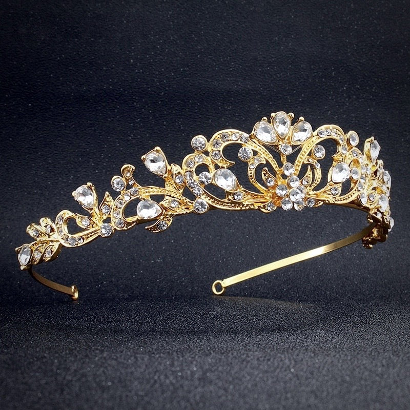 "Chantelle" - Rhinestone Bridal Tiara - Available in Silver and Yellow Gold