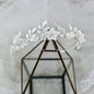 Amaris - Ceramic Flowers and Pearls Silver Bridal Headband