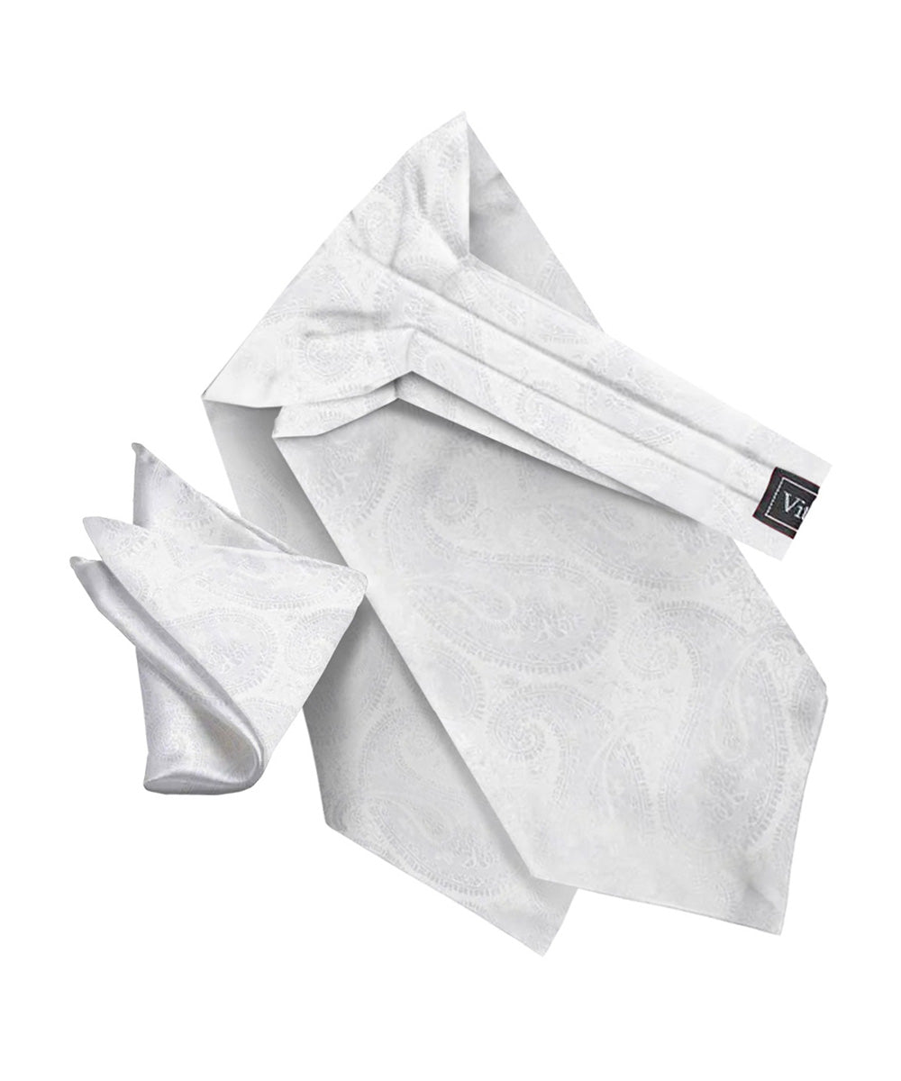 Vittorio Farina Men's Solid Satin Ascot & Pocket Square