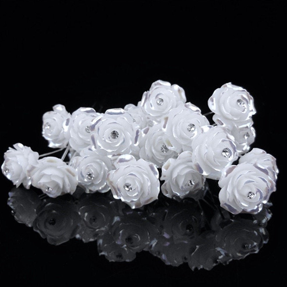 Leia - Pearl and Crystal Bridal Hair Pins - Set of 10