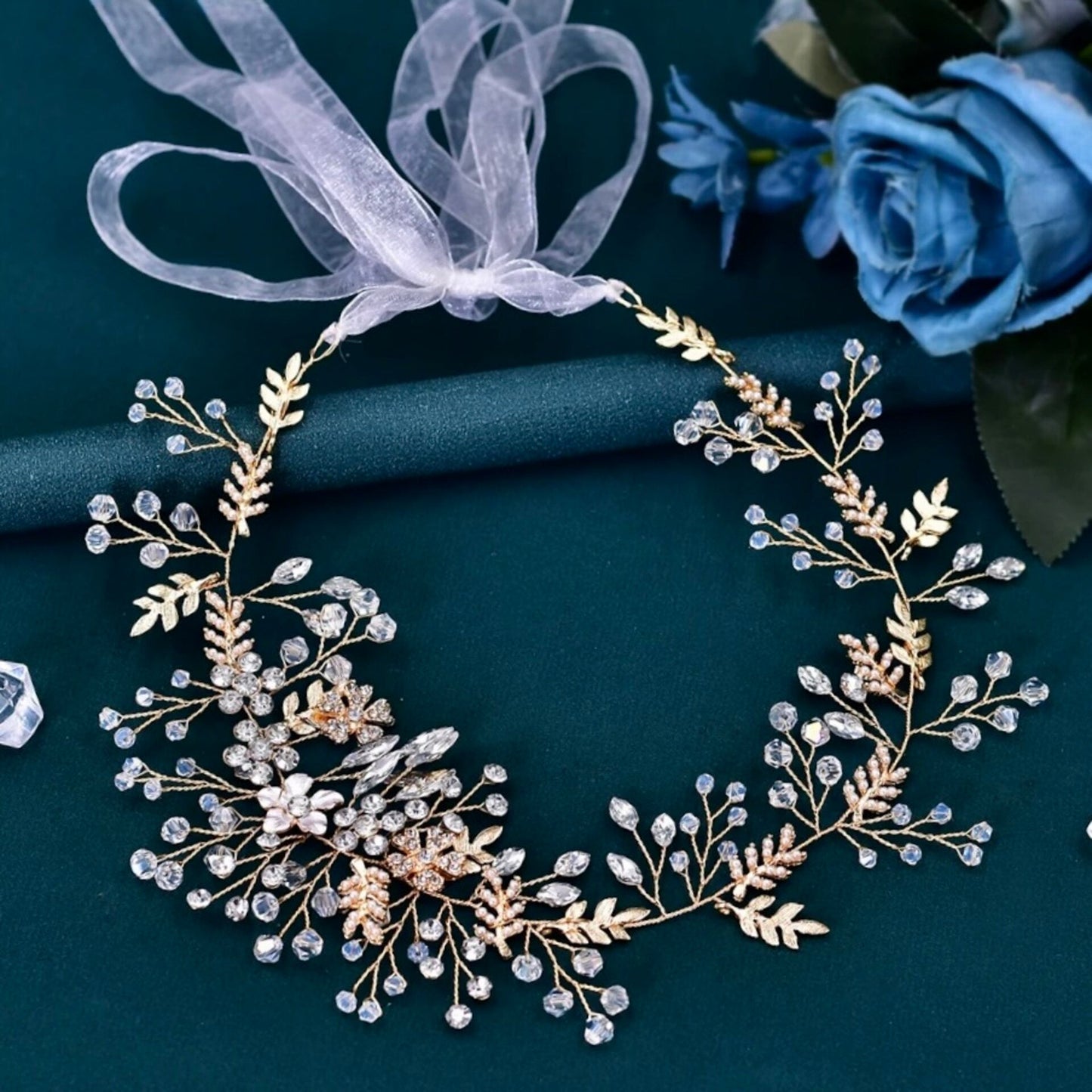 "Harley" - Romantic Pearl Bridal Headband - Available in Gold and Silver