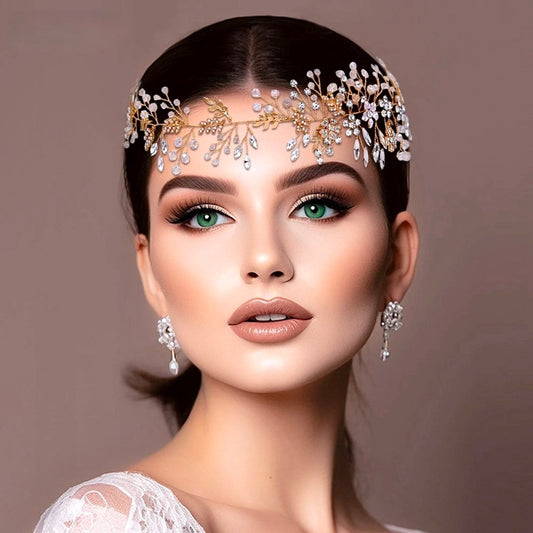 "Harley" - Romantic Pearl Bridal Headband - Available in Gold and Silver