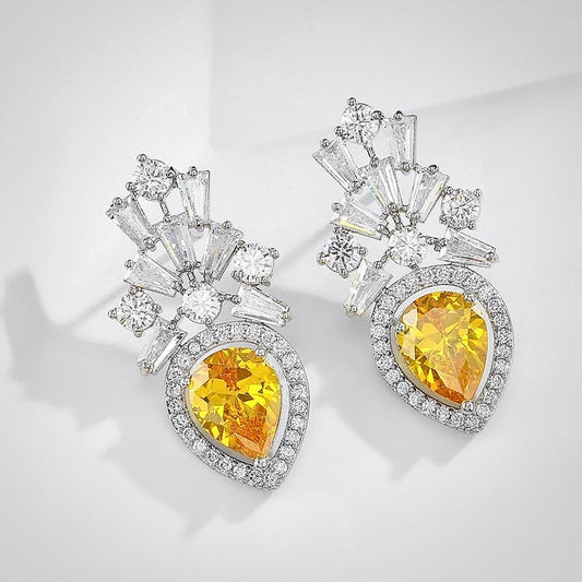 "Loulou" - Yellow Cubic Zirconia Bridal Earrings