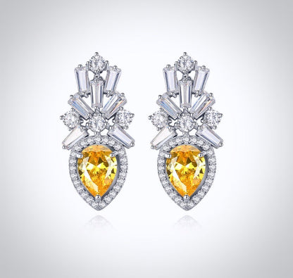 "Loulou" - Yellow Cubic Zirconia Bridal Earrings