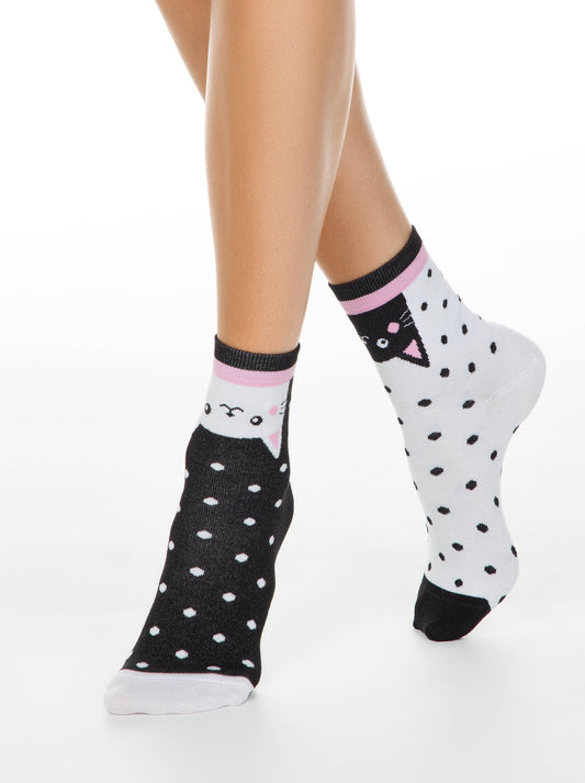 Socks Cotton Conte Happy 174 - Cats