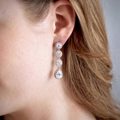 Zoe - Cubic Zirconia Bridal Earrings - Available in Rose Gold, Silver and Yellow Gold