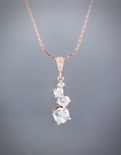 "Stella" - Bridal Necklace and Earrings Set - Available in Rose Gold and Silver