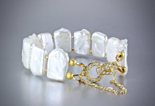 "Arianna" - Cultured Pearl Bridal Bracelet and Earrings Set