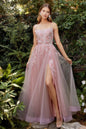Fluttering Butterfly Applique A-Line Gown