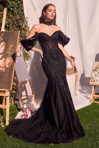 Strapless Lace Mermaid Gown & Removable Accessory