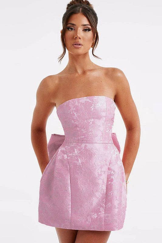Sexy Jacquard Strapless Bow Dress