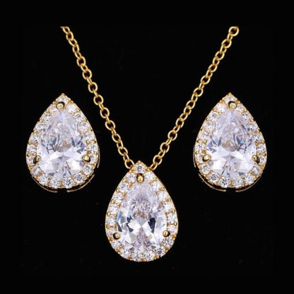 Tina - Cubic Zirconia Bridal Jewelry Set - Available in Silver, Rose Gold and Yellow Gold