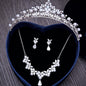 Louise - Silver Cubic Zirconia and Pearl 3-Piece Bridal Jewelry Set With Tiara