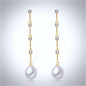 "Michaela" - Pearl and Cubic Zirconia Bridal Earrings - Available in Silver and Yellow Gold
