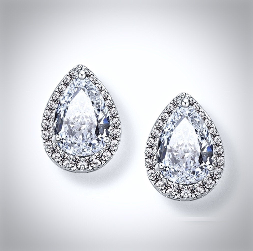 Lyric - Cubic Zirconia Bridal Earrings - Available in Silver, Rose Gold and Yellow Gold
