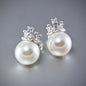 "Crowned" - Bridal Pearl Stud Earrings