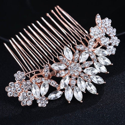 "Sylvia" - Austrian Crystal Bridal Hair Comb - Available in Rose Gold and Silver