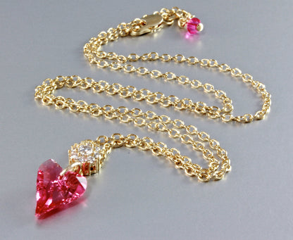 "Dream Of Me" - Pink Heart Austrian Crystal Necklace