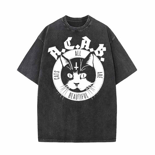 ACAB Devil Cats All Cats Are Beautiful Vintage Washed T-shirt