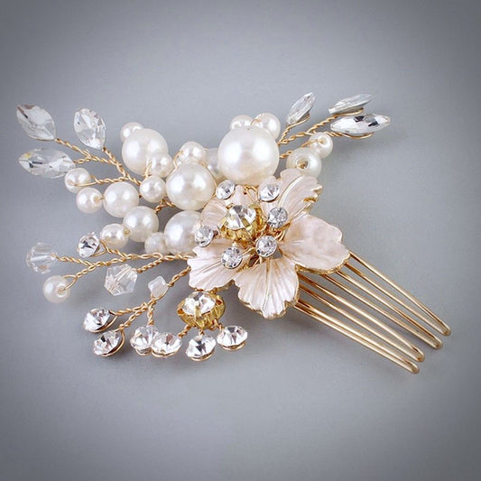 "Lorelei" - Pearl and Crystal Bridal Hair Comb
