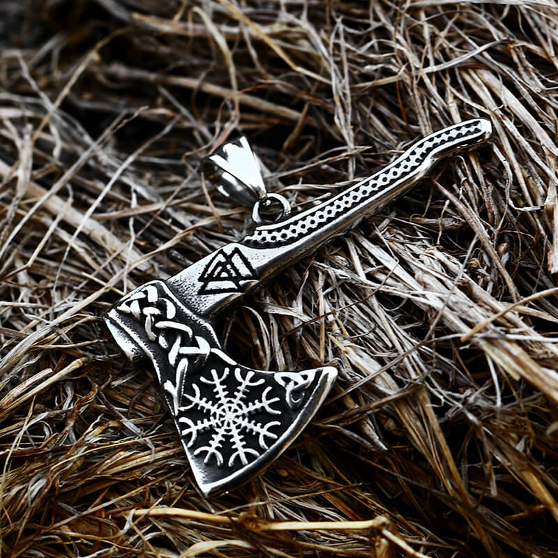 Aegishjalmr Viking Tomahawk Stainless Steel Pendant