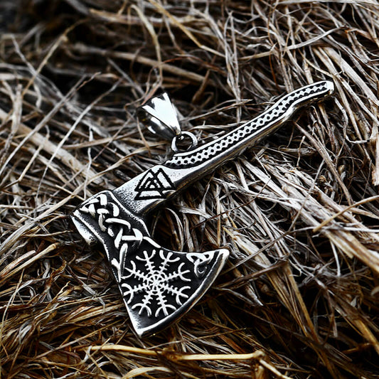 Aegishjalmr Viking Tomahawk Stainless Steel Pendant