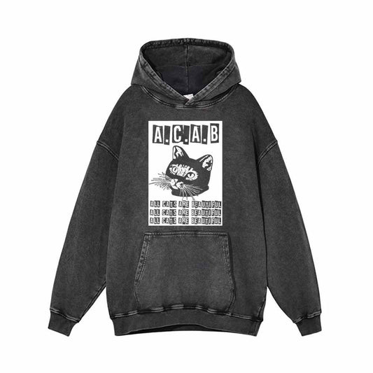 All Cats Are Beautiful ACAB Vintage Washed Hoodie