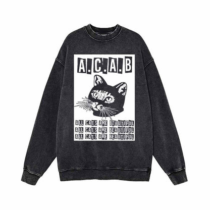 All Cats Are Beautiful ACAB Vintage Washed Sweatshirt