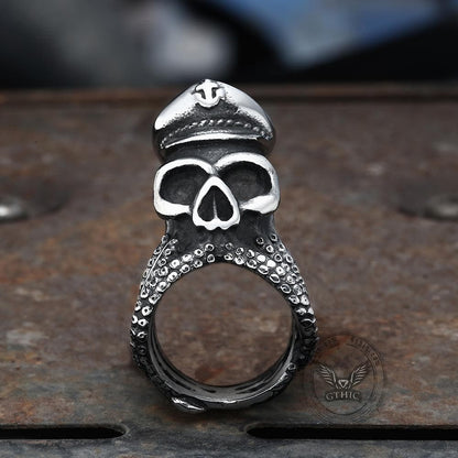 Anchor Octopus Skull Ring