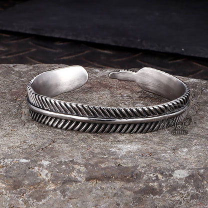 Angel Feather Gem Stainless Steel Open Bracelet