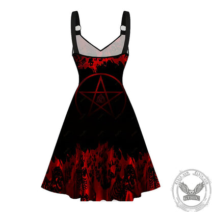 Angel Wings Pentagram Sleeveless Gothic Dress