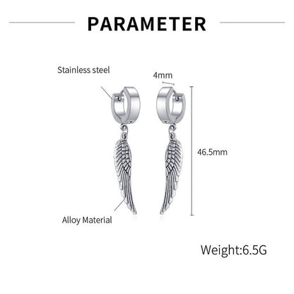 Angel Wings Stainless Steel Hoop Earrings