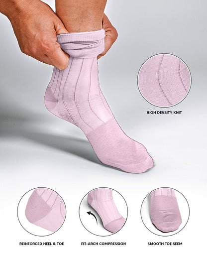 Vittorio Farina Men's Ribbed Shear Nylon Anklet Dress Socks