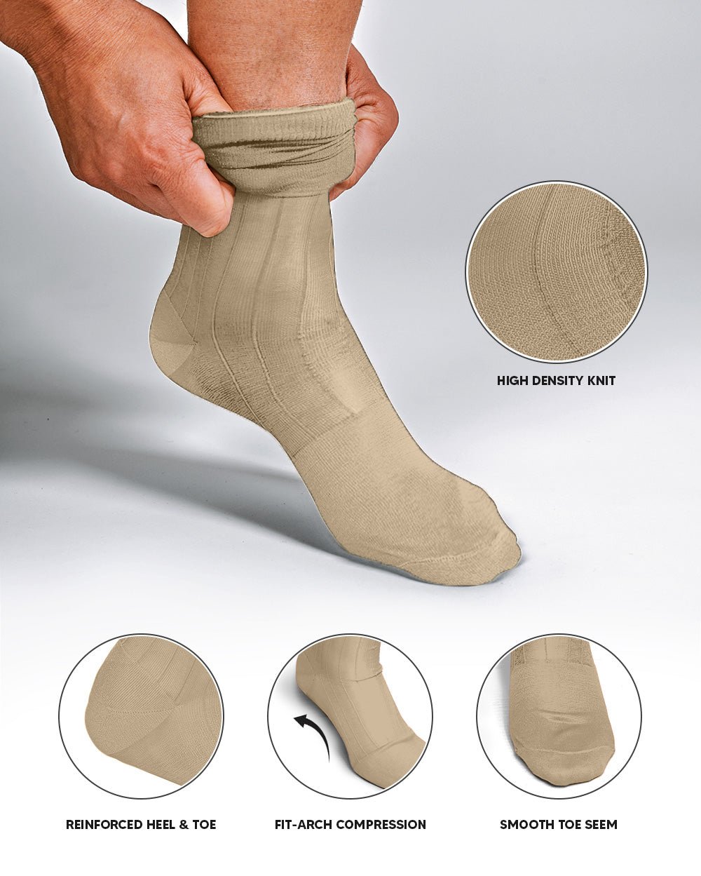 Vittorio Farina Men's Ribbed Shear Nylon Anklet Dress Socks