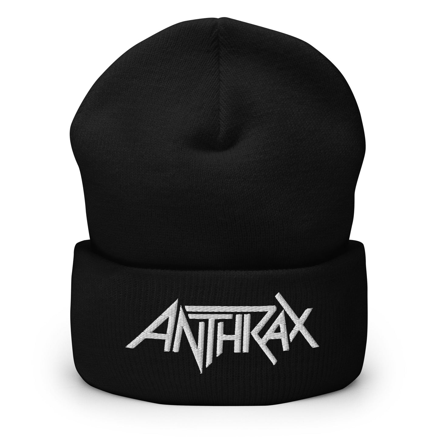 Anthrax - White on Black Cuffed HD Embroidered Beanie