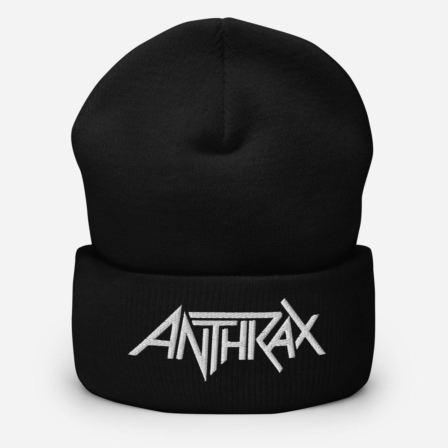 Anthrax - White on Black Cuffed HD Embroidered Beanie