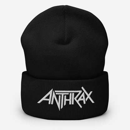 Anthrax - White on Black Cuffed HD Embroidered Beanie