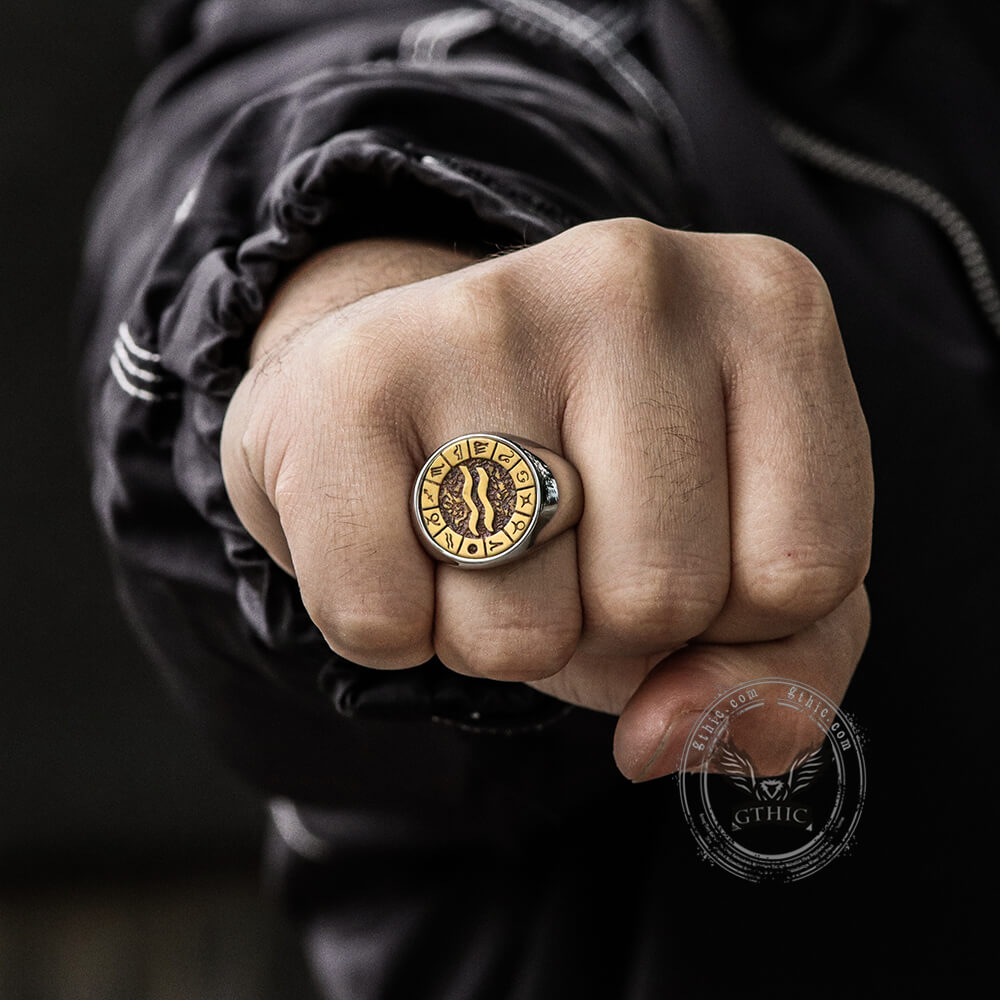 Aquarius Stainless Steel Ring