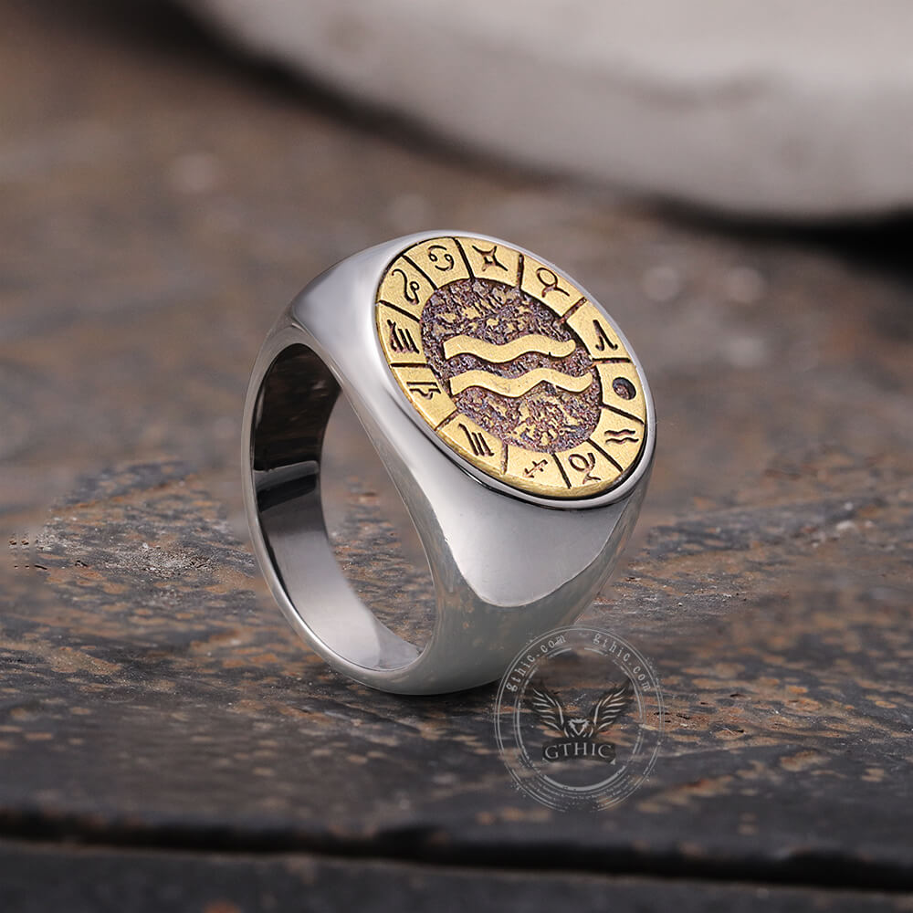 Aquarius Stainless Steel Ring