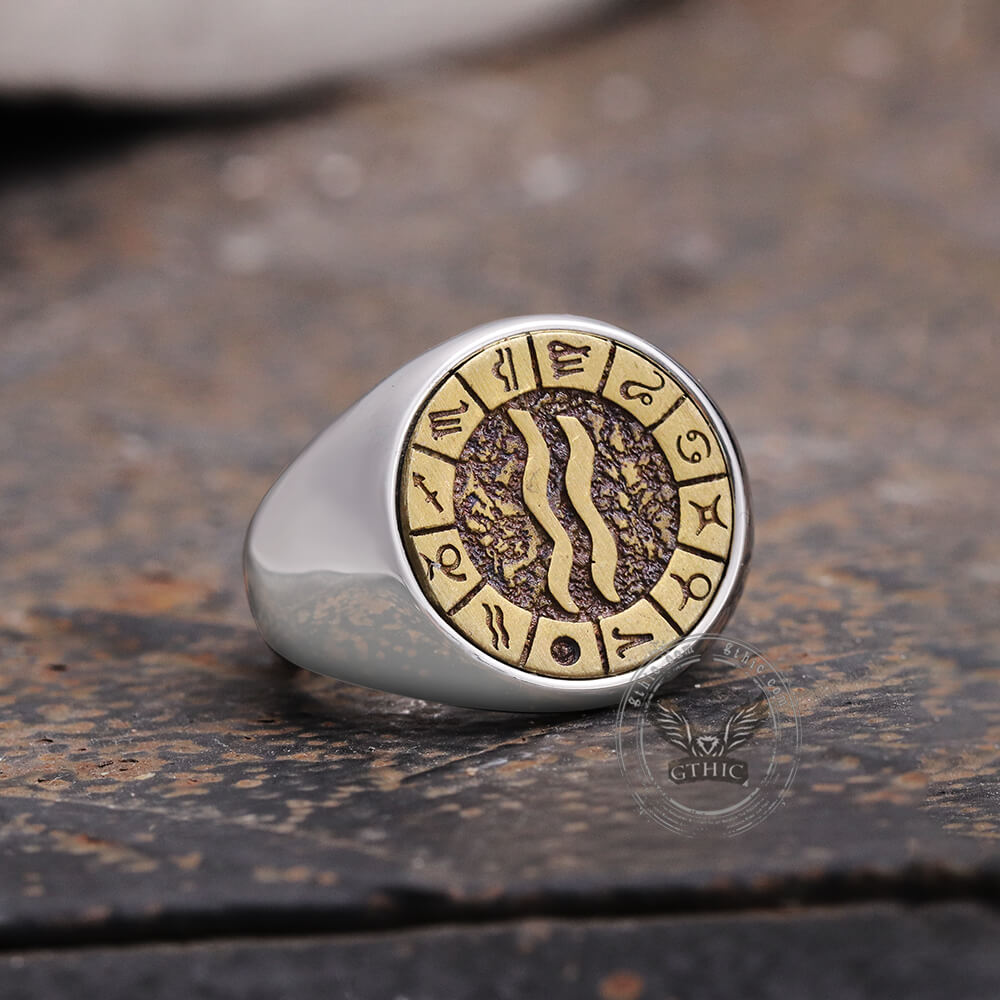 Aquarius Stainless Steel Ring