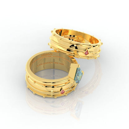 Assasin's Promise Ring Set (Women)- 14k Yellow Gold Video Game Inspired Rings