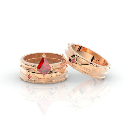 Assasin's Promise Ring Set (Women)- 14k Yellow Gold Video Game Inspired Rings