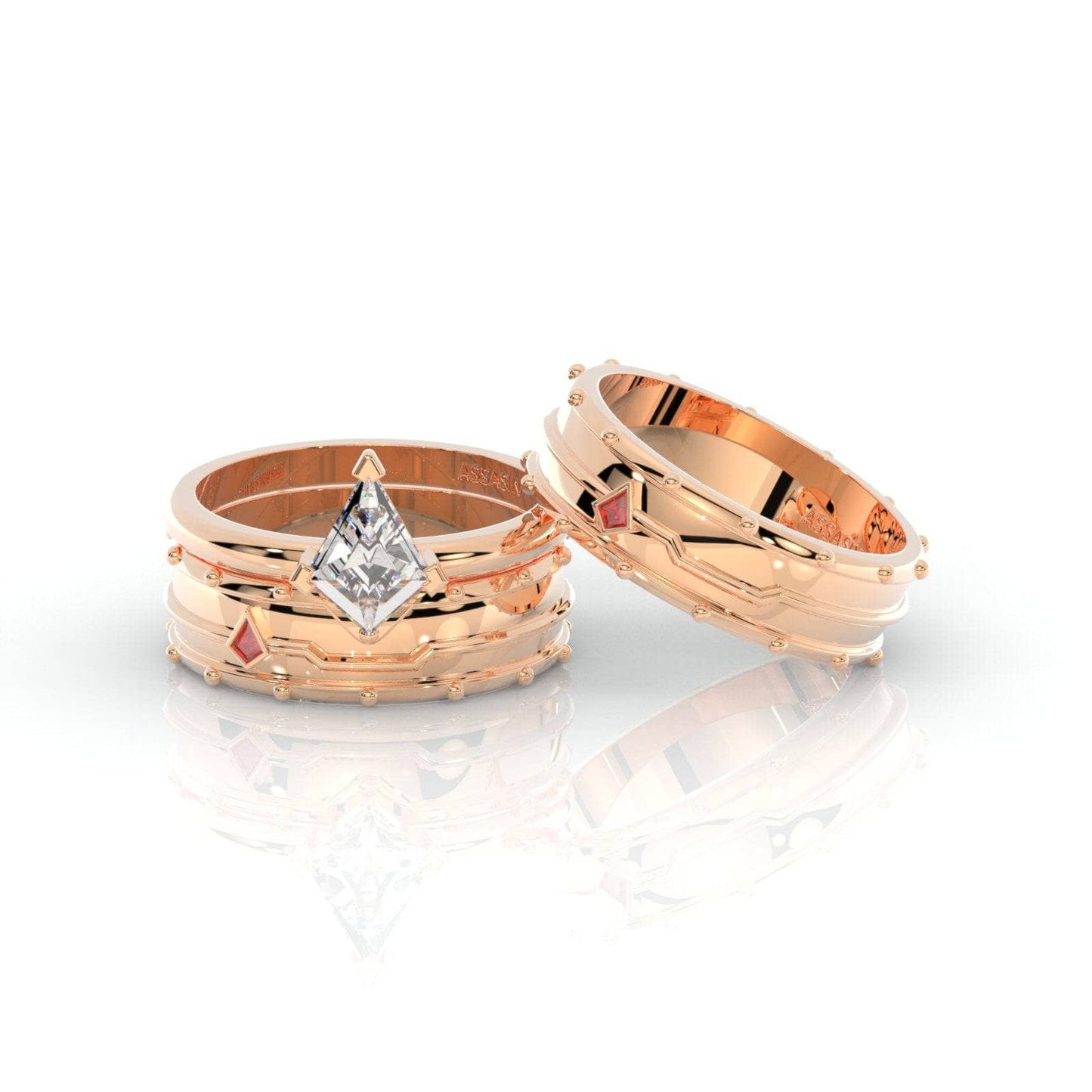 Assasin's Promise Ring Set (Women)- 14k Yellow Gold Video Game Inspired Rings