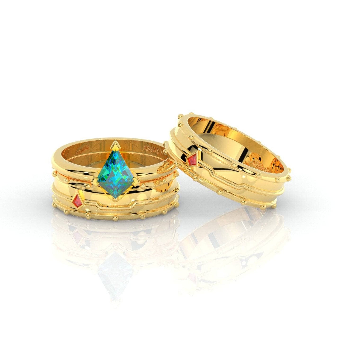 Assasin's Promise Ring Set (Women)- 14k Yellow Gold Video Game Inspired Rings