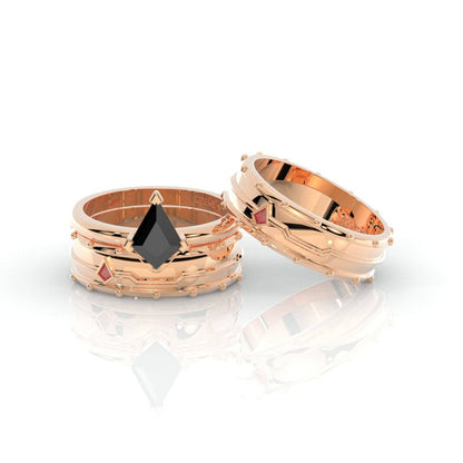 Assasin's Promise Ring Set (Women)- 14k Yellow Gold Video Game Inspired Rings