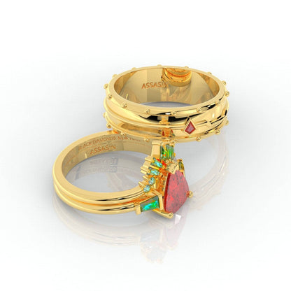 Assasin's Romance Engagement Ring- 14k Yellow Gold Video Game Inspired Rings