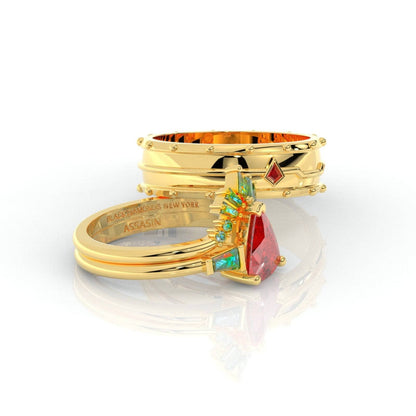 Assasin's Romance Engagement Ring- 14k Yellow Gold Video Game Inspired Rings