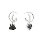 Asymmetric Heart Rose Zircon Stainless Steel Stud Earrings