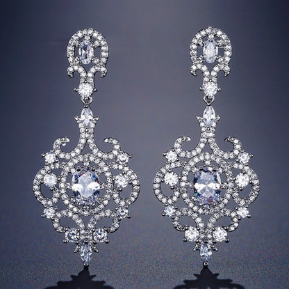 Tiffany - Cubic Zirconia Bridal Earrings - Available in Rose Gold, Silver and Yellow Gold
